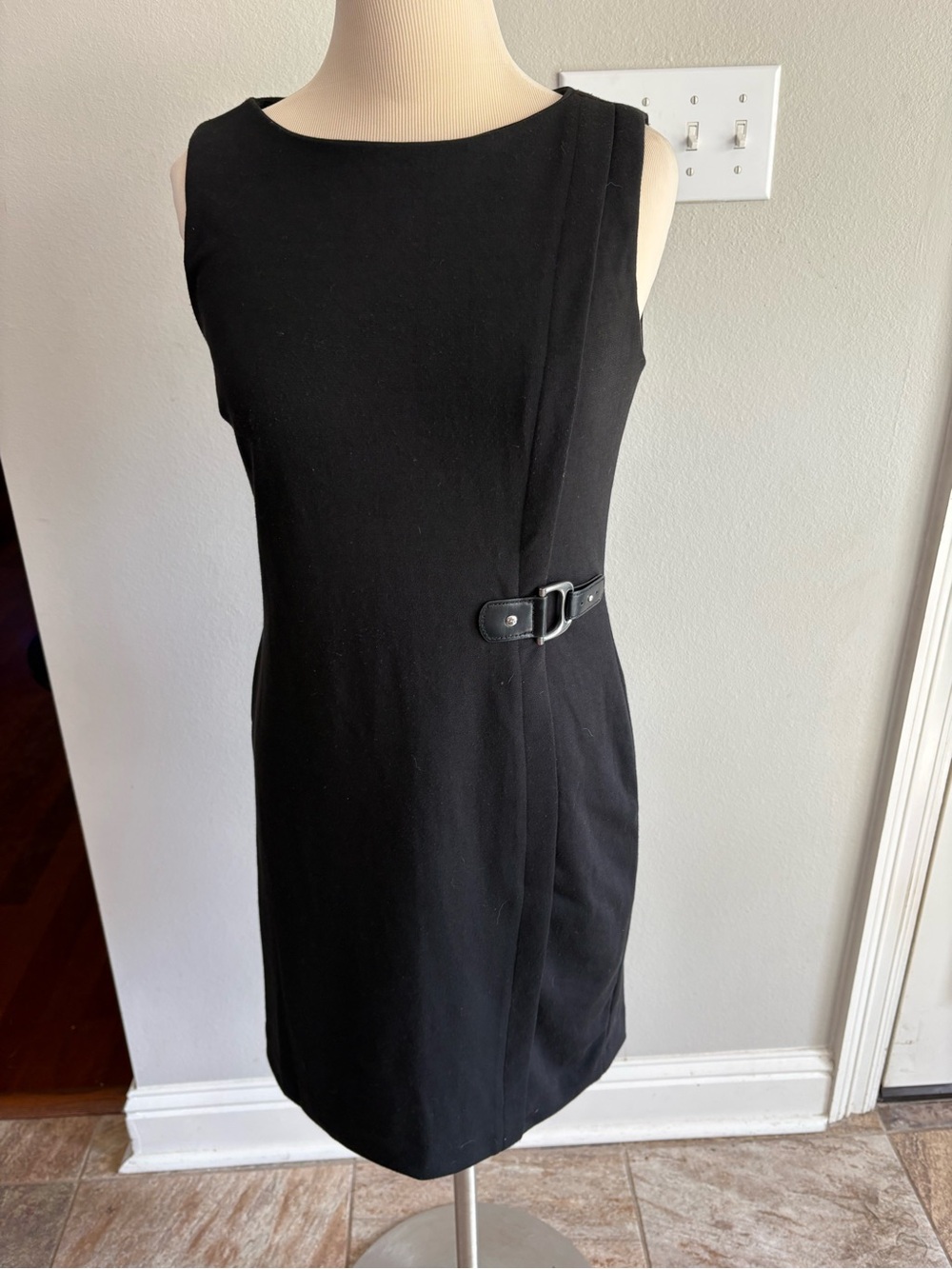 Premise Dresses black sleeveless with back zipper front silver buckle size 4